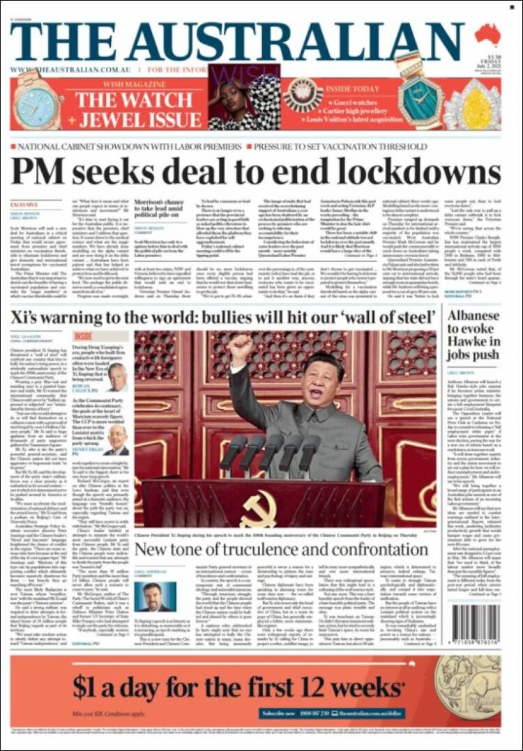 Portada de The Australian (Australia)