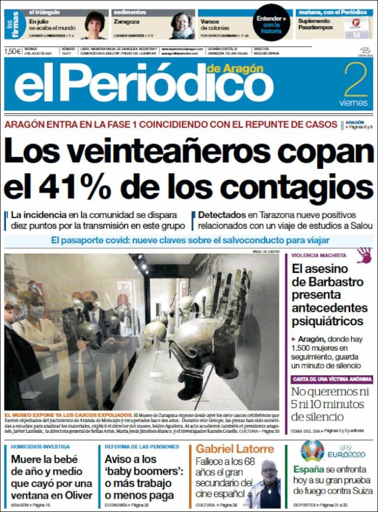 Portada de El Periódico de Aragón (España)