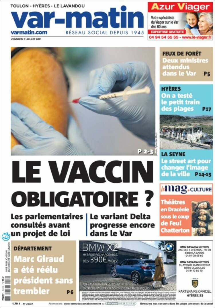 Portada de Nice-Matin (Francia)