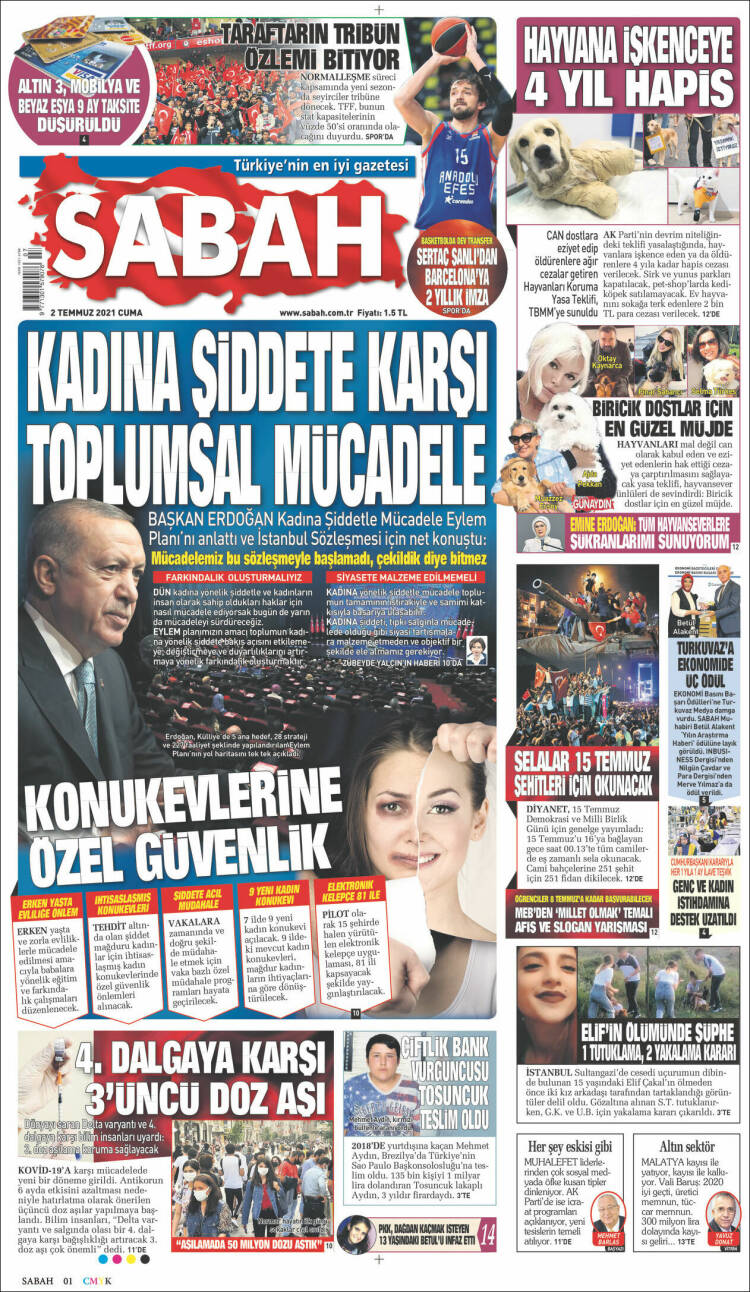 Portada de Sabah (Turquía)