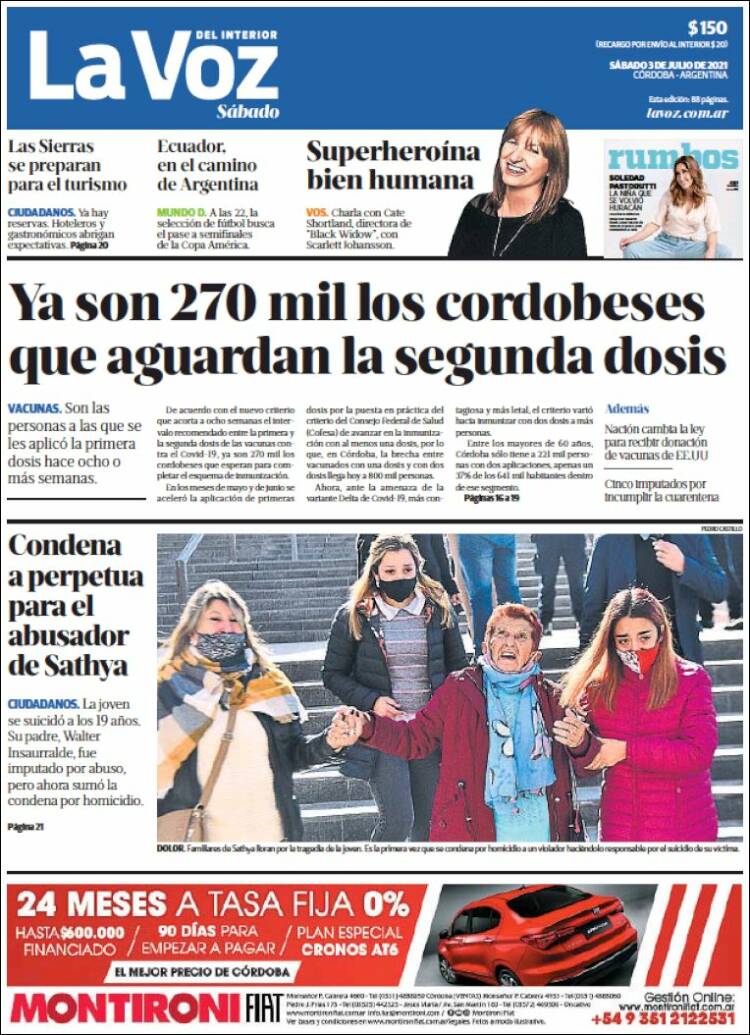 Portada de La Voz del Interior (Argentina)