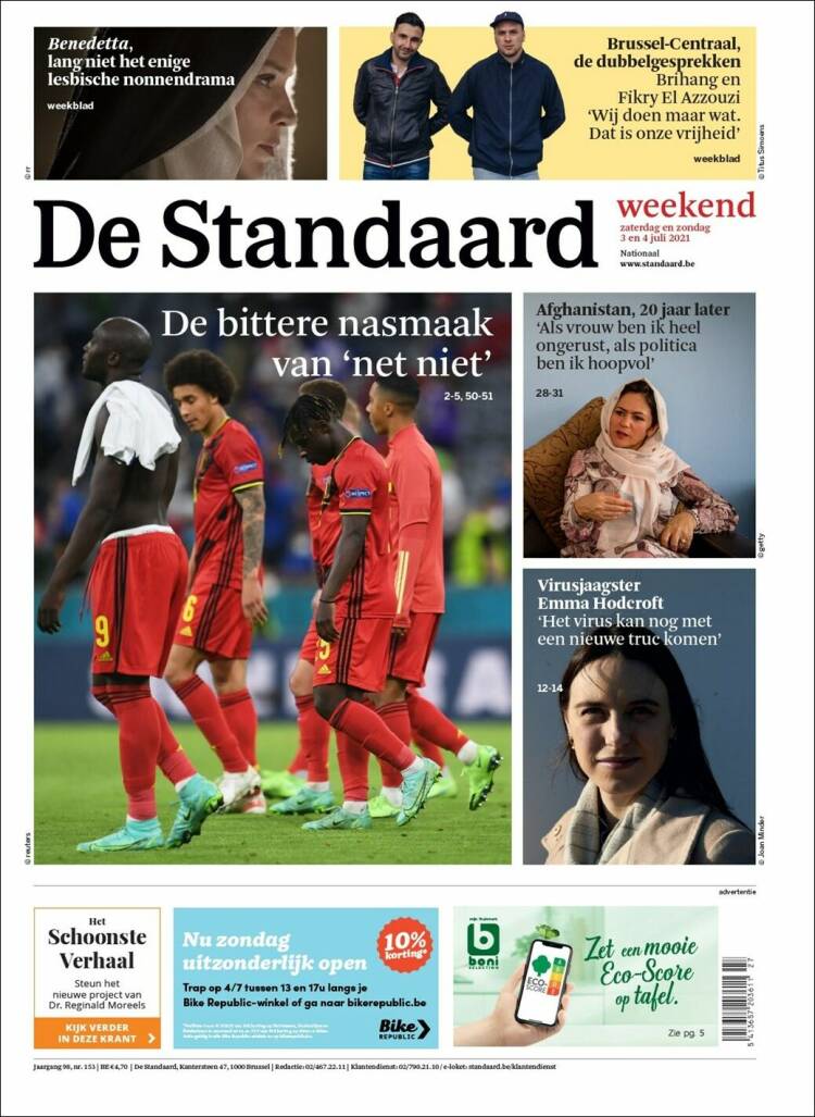 Portada de De Standaard (B&eacute;lgica)
