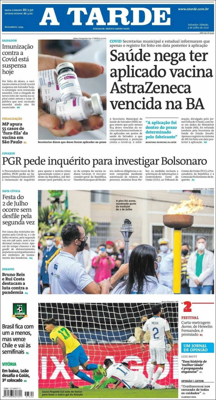 Portada de Diário A Tarde (Brasil)