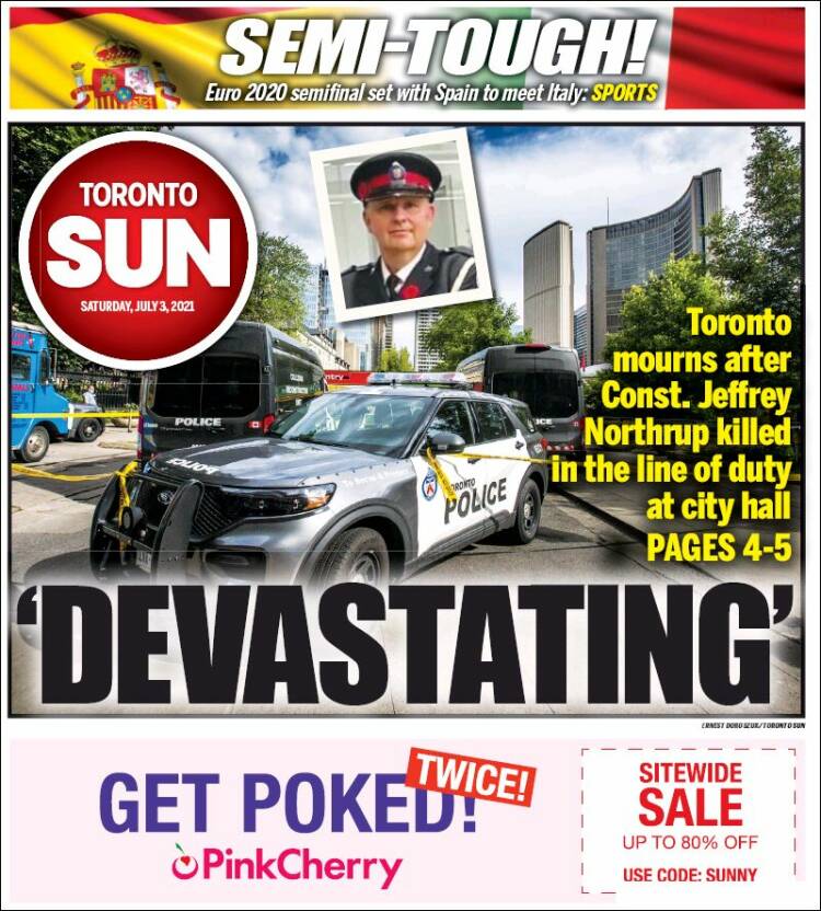 Portada de The Toronto Sun (Canadá)