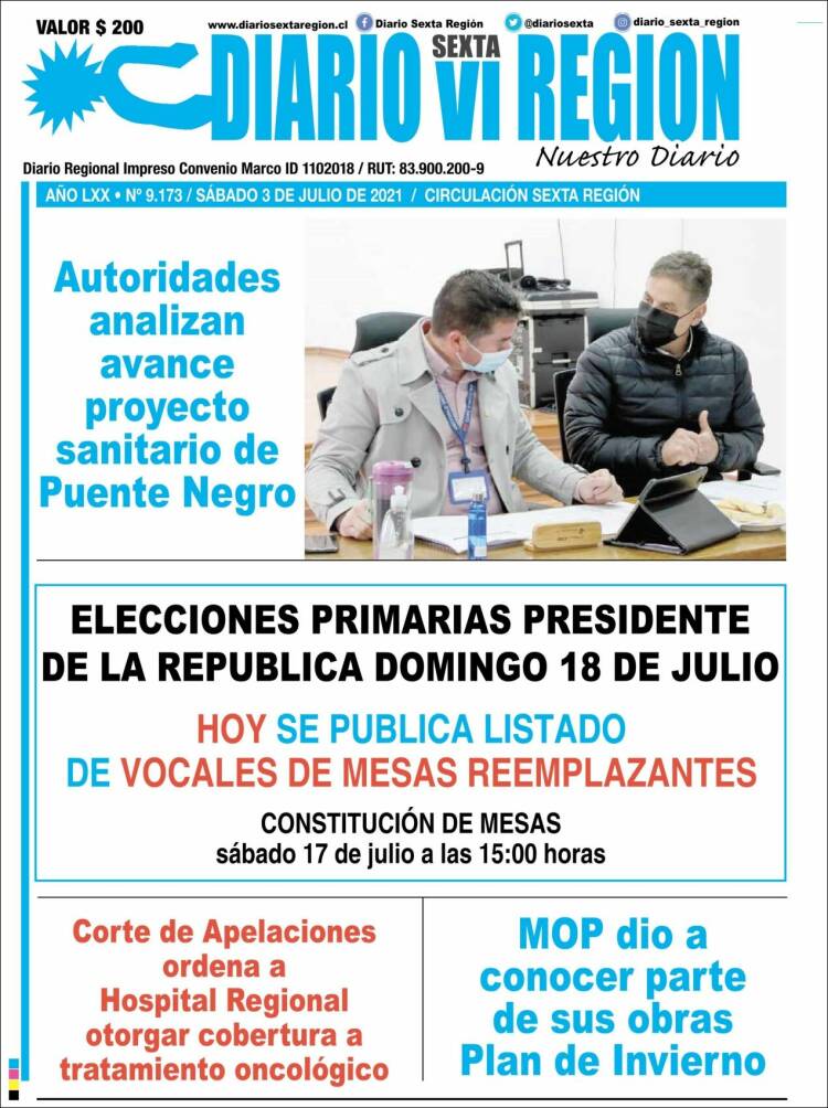 Portada de Diario VI Región (Chile)