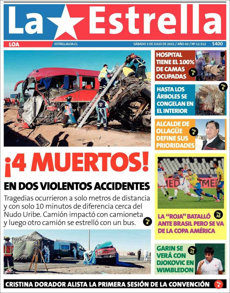 Portada de La Estrella de Loa (Chile)