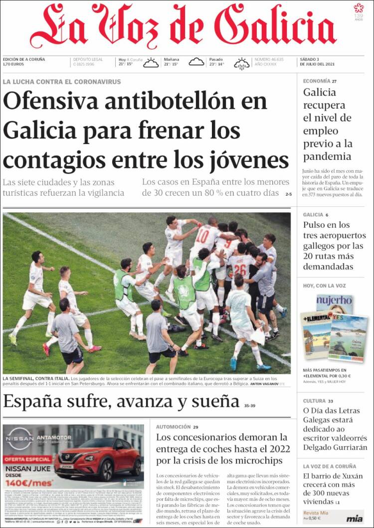 Portada de La Voz de Galicia (Espa&ntilde;a)