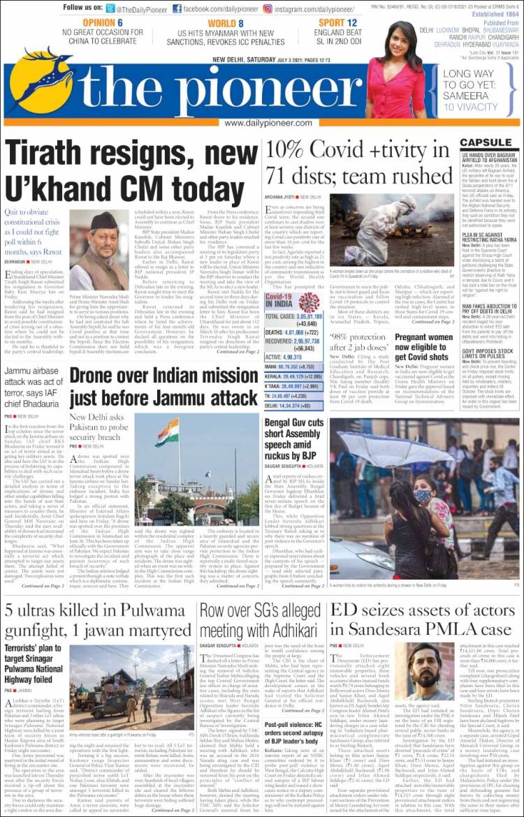 Portada de The Pioneer (India)