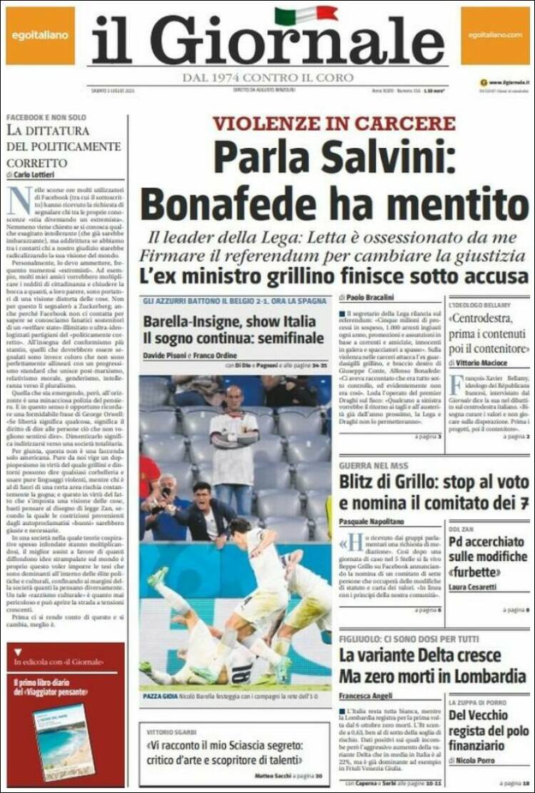 Portada de il Giornale (Italia)
