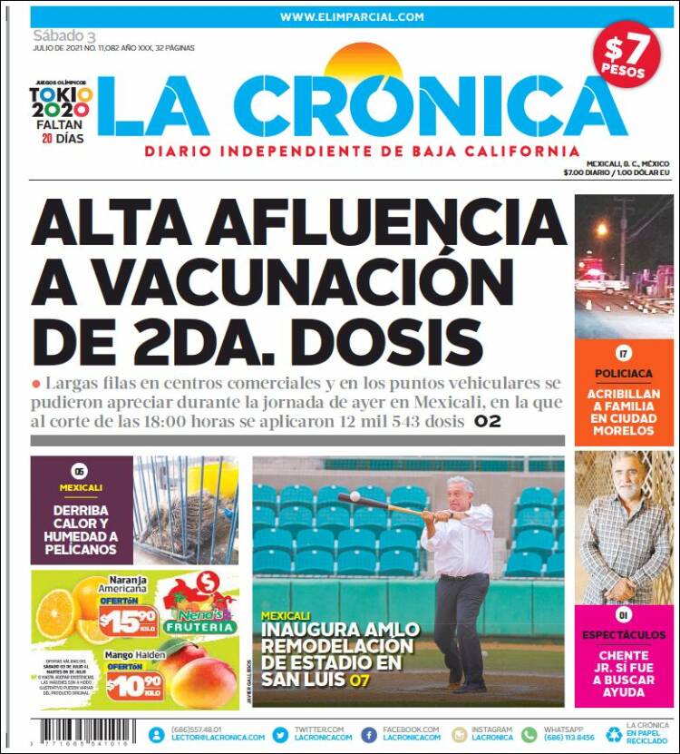 Portada de La Crónica de Baja California (México)