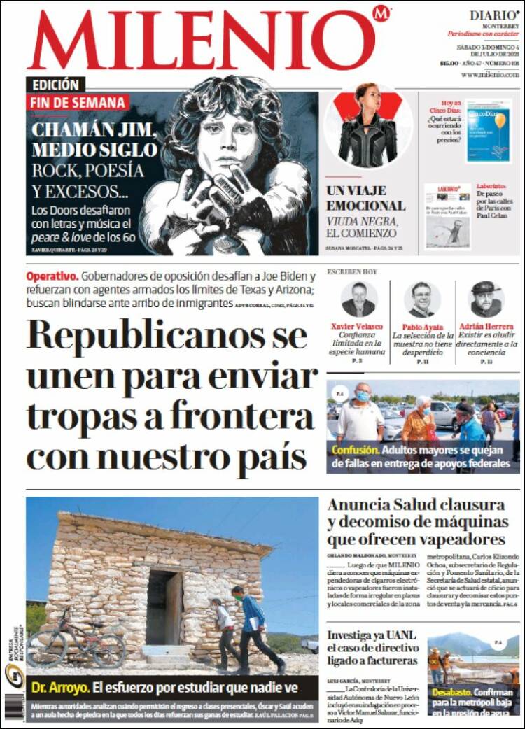 Portada de Milenio de Monterrey (México)