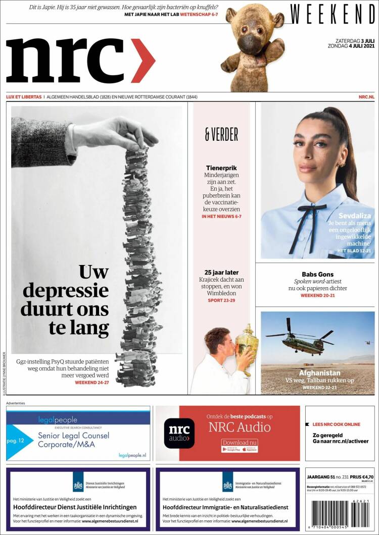 Portada de NRC Handelsblad (Pa&iacute;ses Bajos)