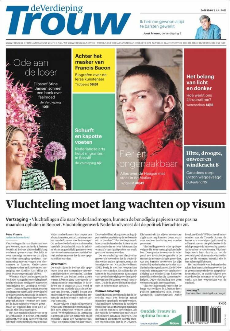 Portada de Trouw (Pa&iacute;ses Bajos)