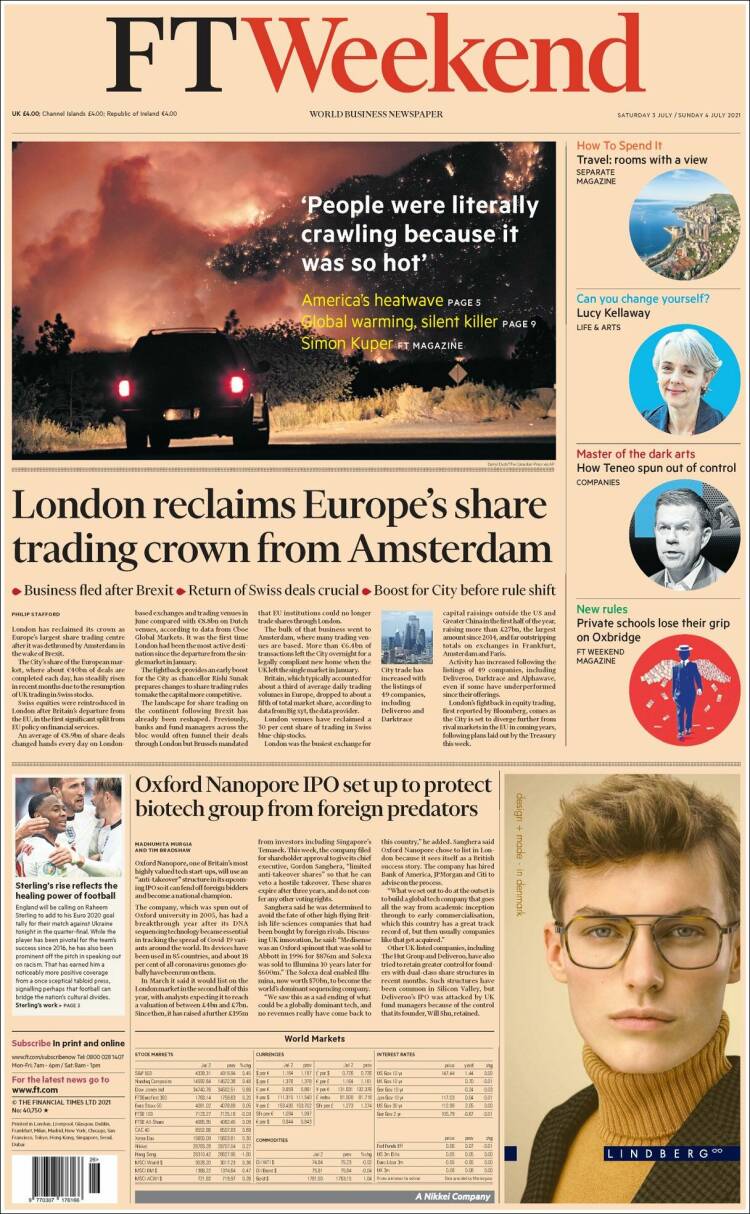 Portada de Financial Times (Reino Unido)