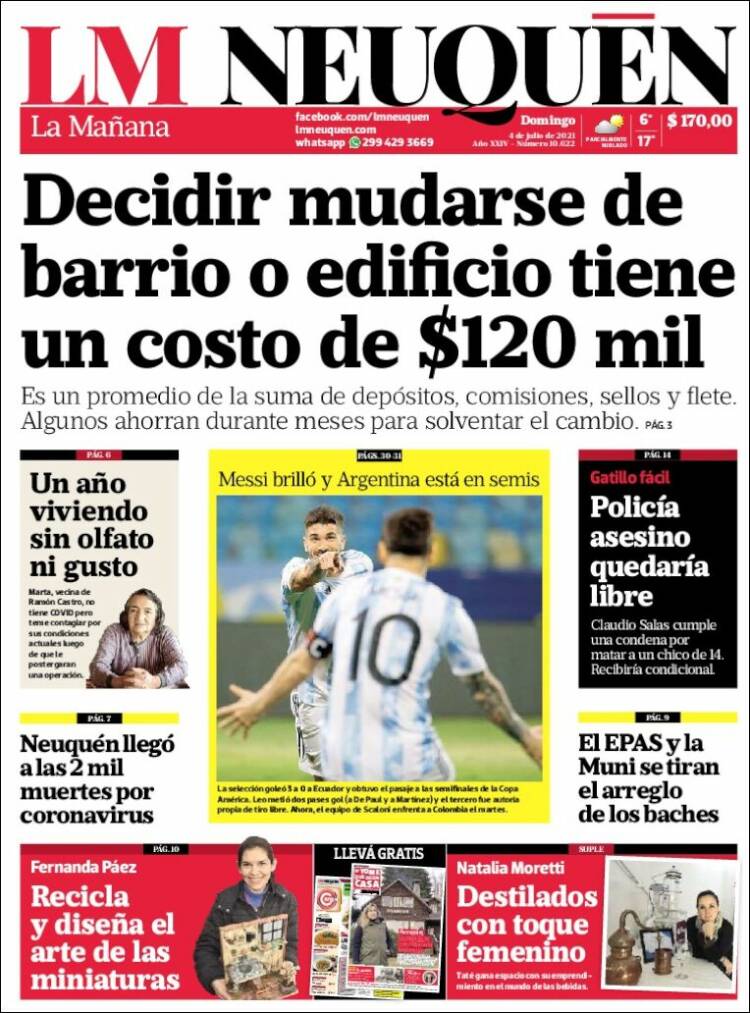 Portada de La Mañanade Neuquén (Argentina)