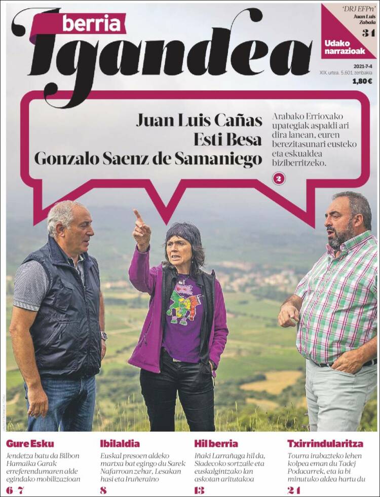 Portada de Berria (España)