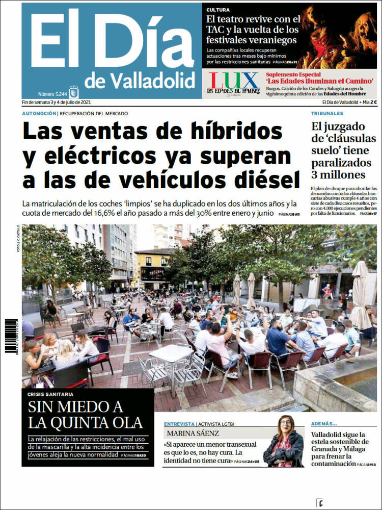 Portada de El Día de Valladolid (España)