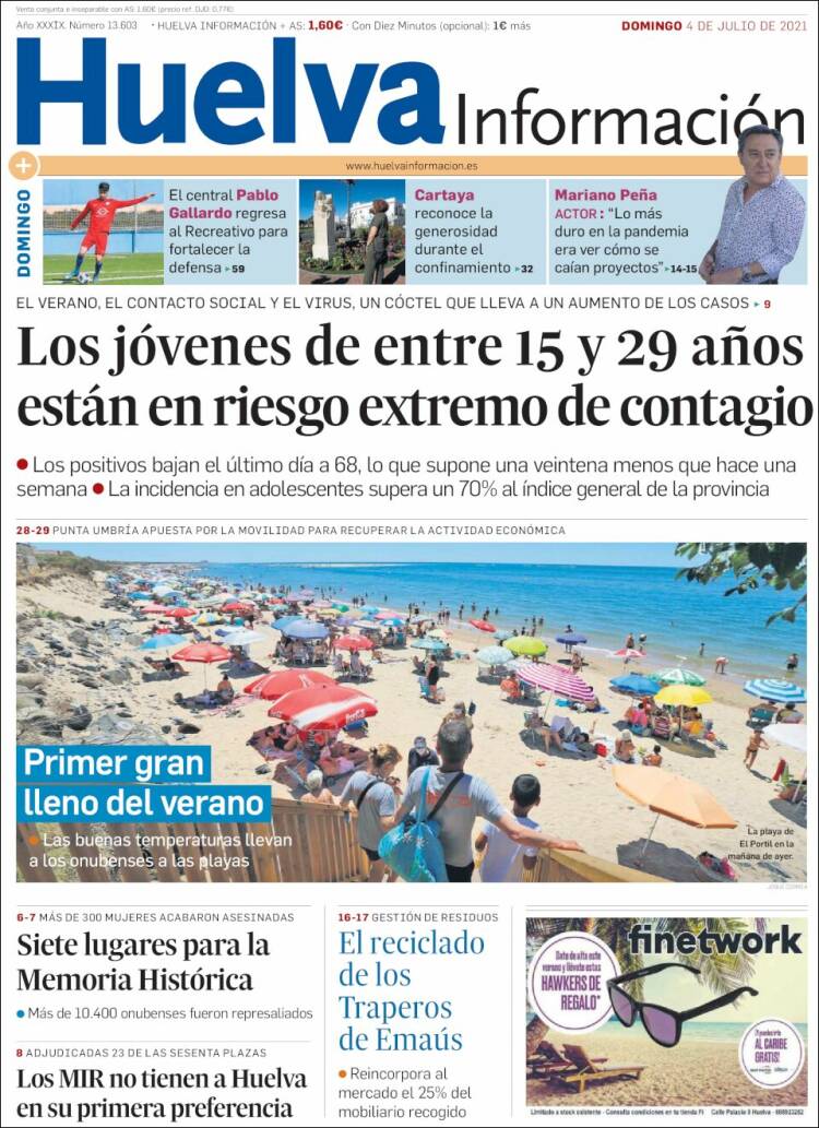 Portada de Huelva Información (España)