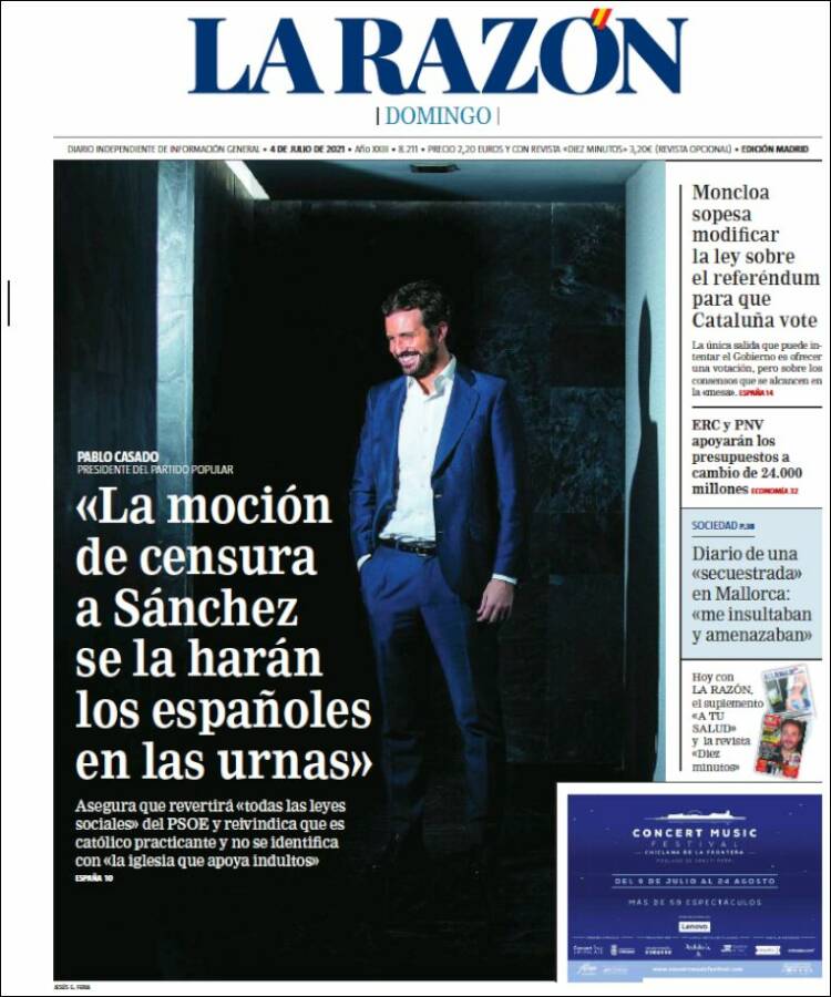 Portada de La Razón (España)