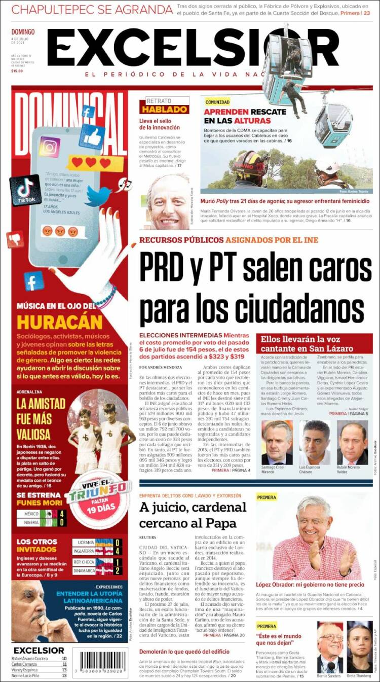 Portada de Excelsior (M&eacute;xico)