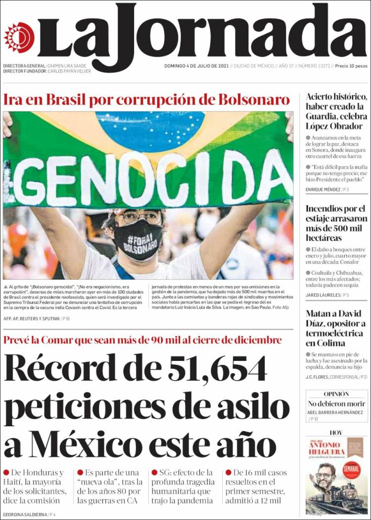 Portada de La Jornada (M&eacute;xico)