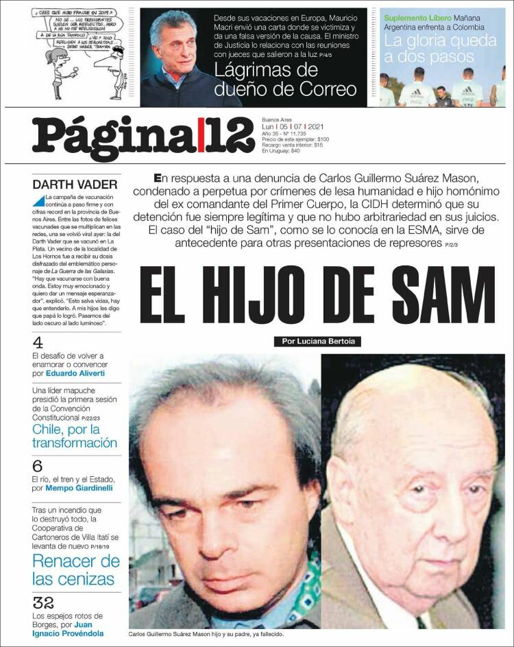 Portada de Página/12 (Argentina)