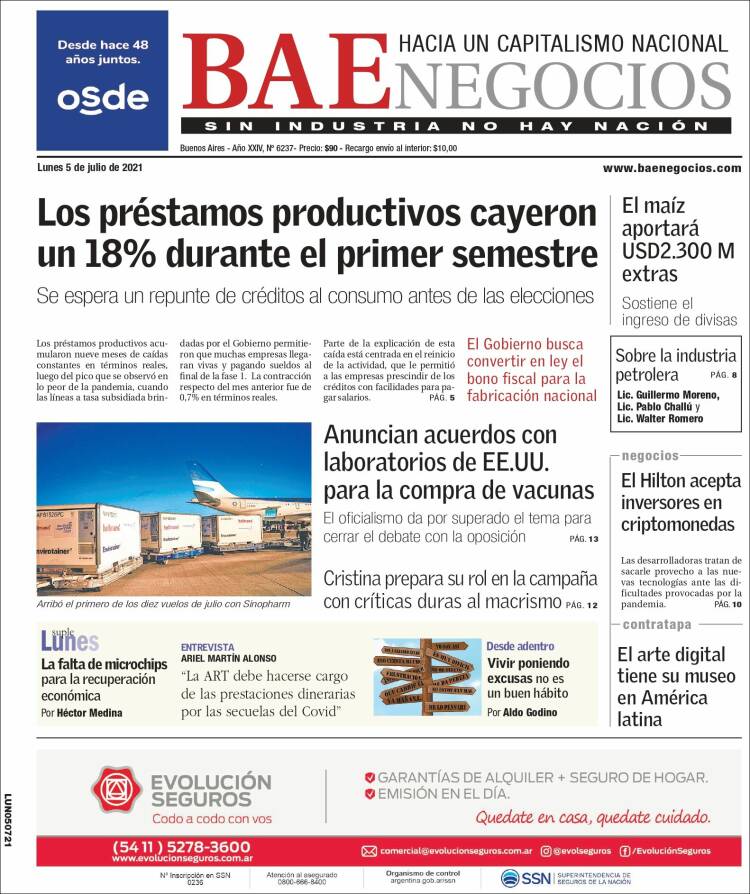 Portada de Buenos Aires Económico (Argentina)