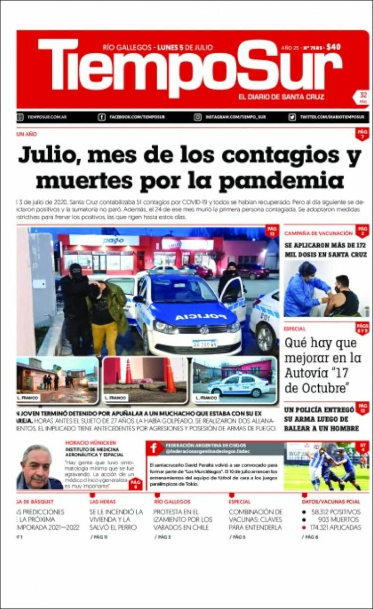 Portada de Tiempo Sur (Argentina)