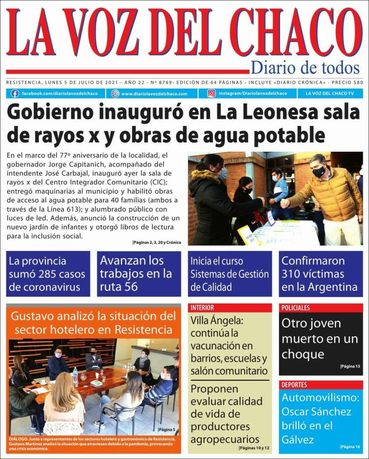 Portada de La Voz del Chaco (Argentina)