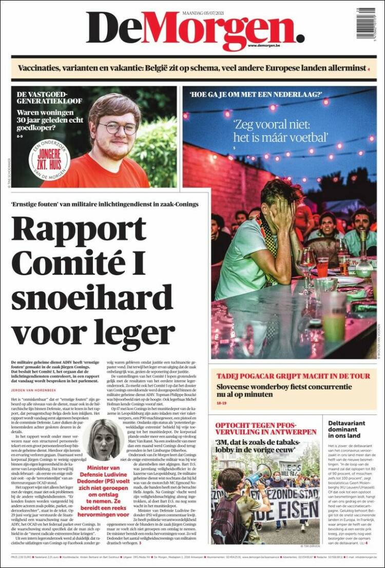Portada de De Morgen (B&eacute;lgica)