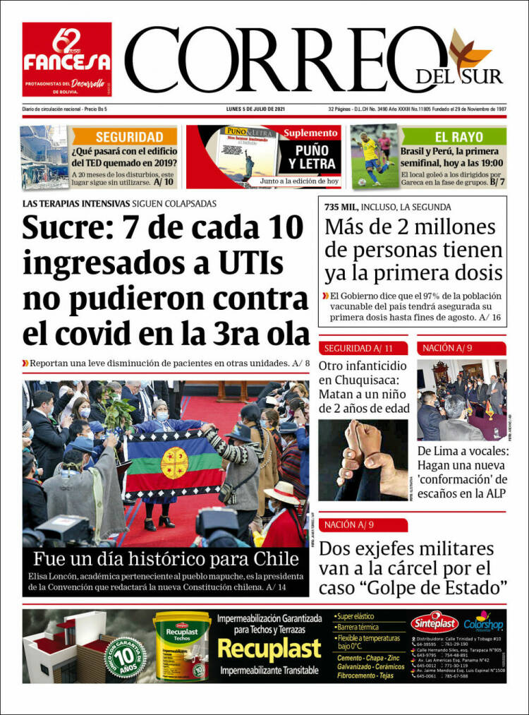 Portada de Correo Sur (Bolivia)