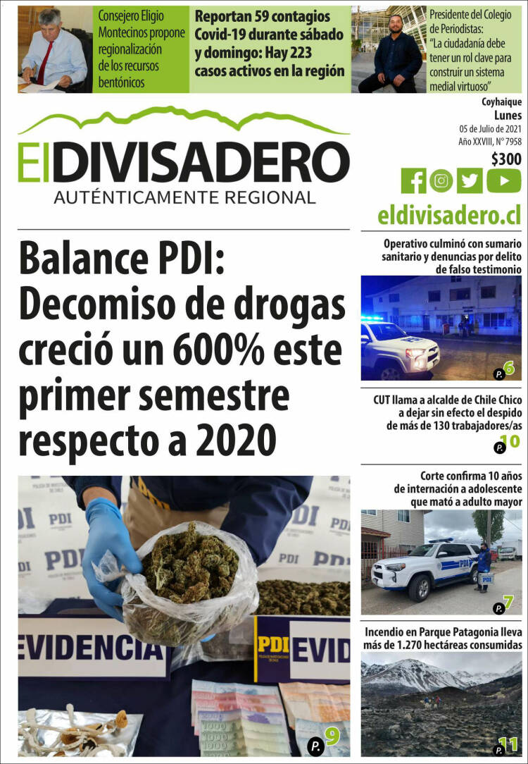 Portada de Diario El Divisadero (Chile)