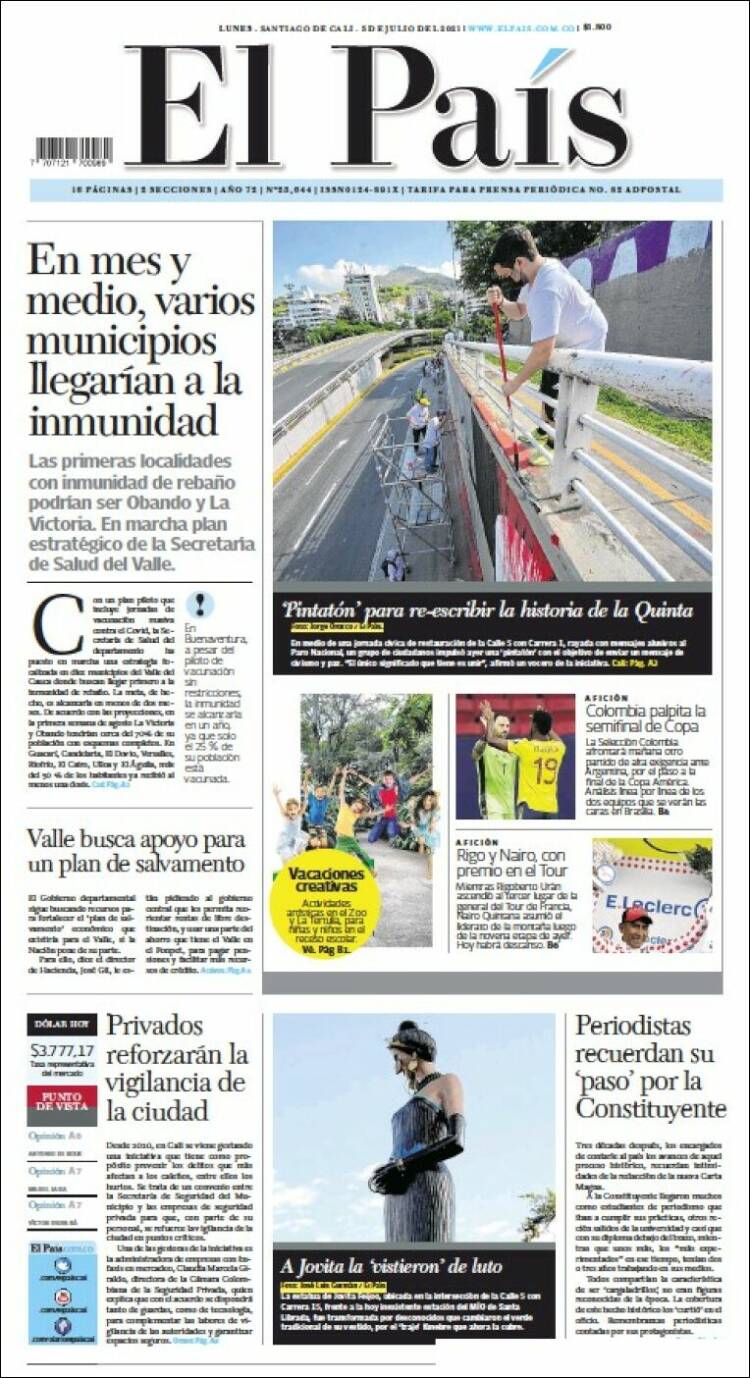 Portada de El País - Cali (Colombia)