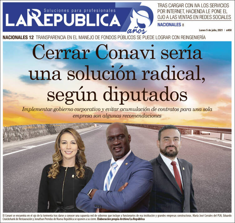 Portada de La República (Costa Rica)