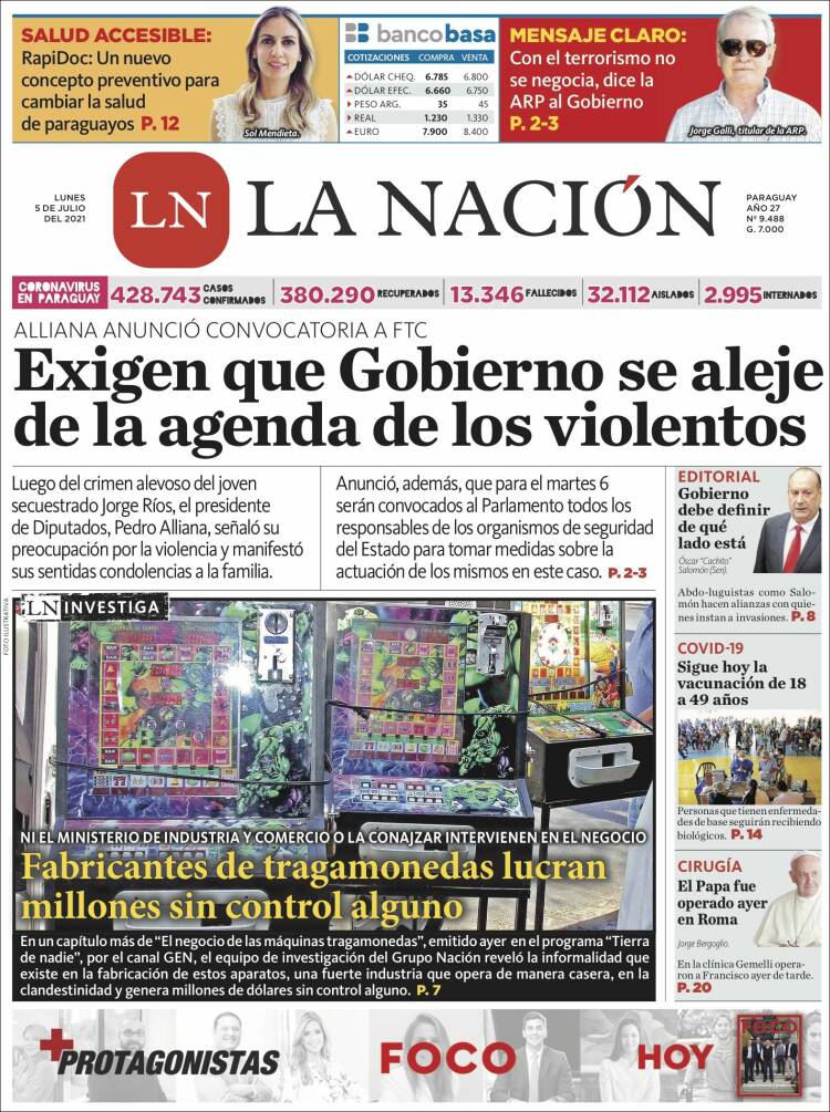 Portada de La Nación (Paraguay)