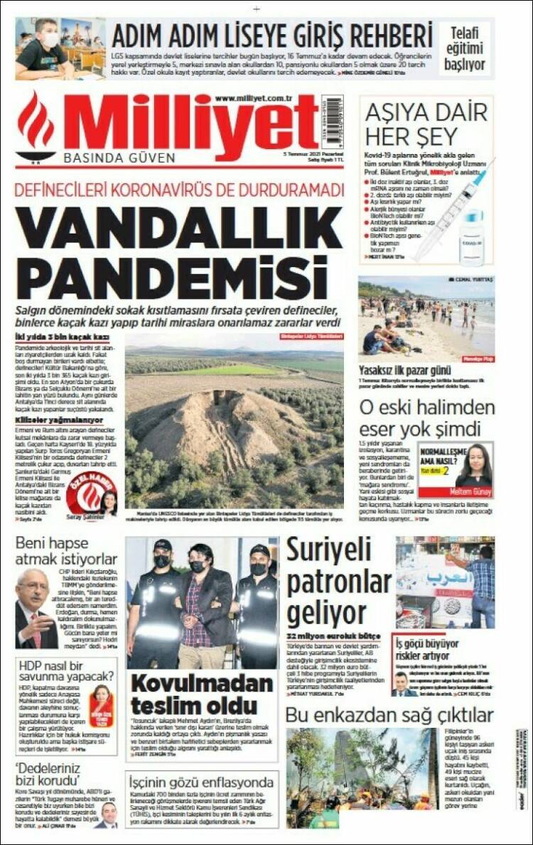 Portada de Milliyet (Turqu&iacute;a)