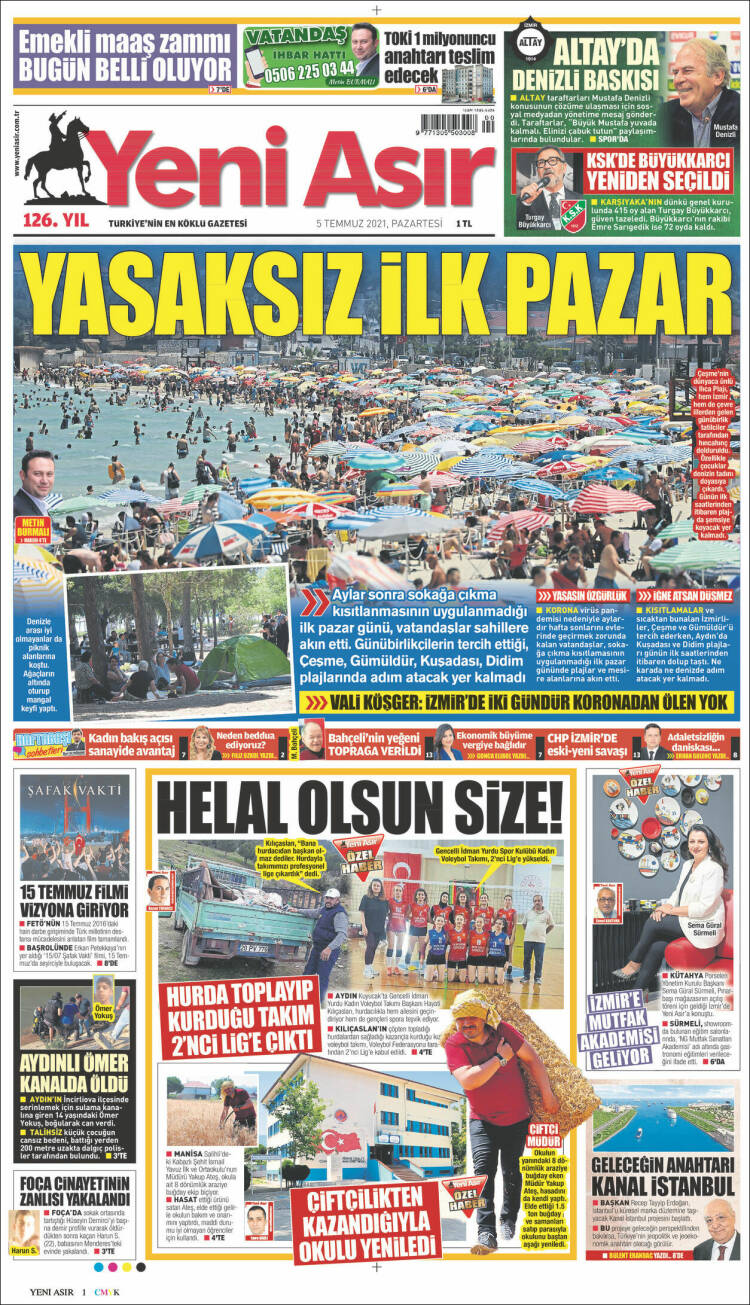 Portada de Yeni Asır (Turqu&iacute;a)