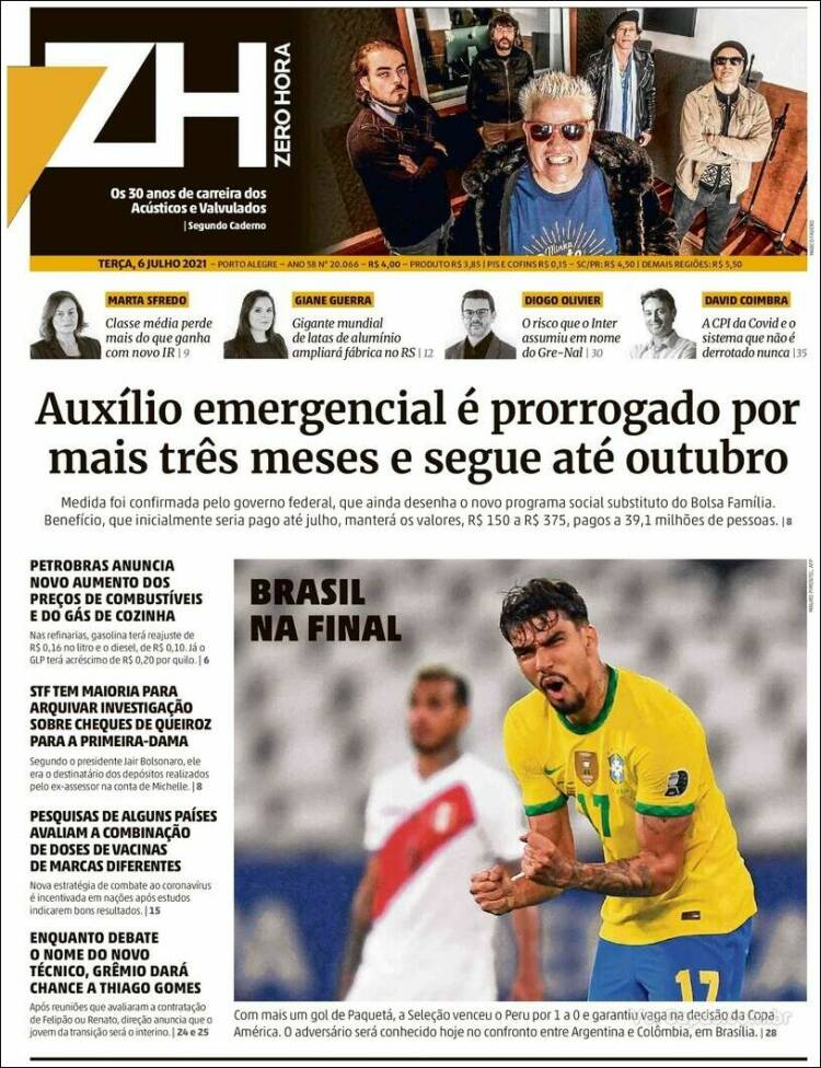 Portada de Zero Hora (Brasil)