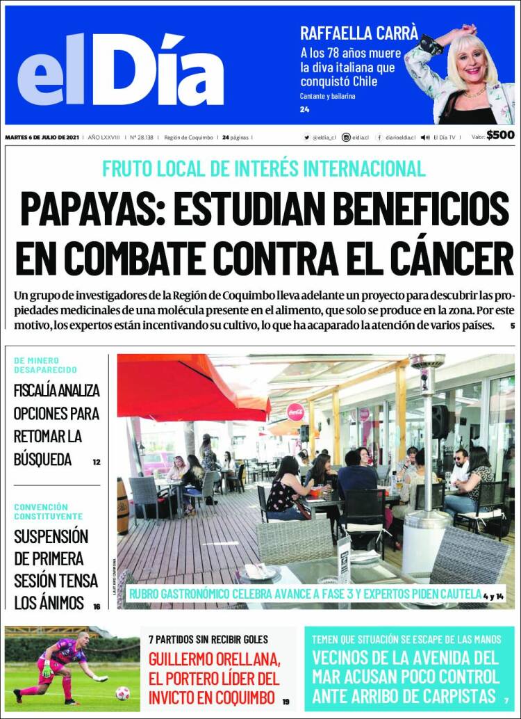 Portada de El Día (Chile)