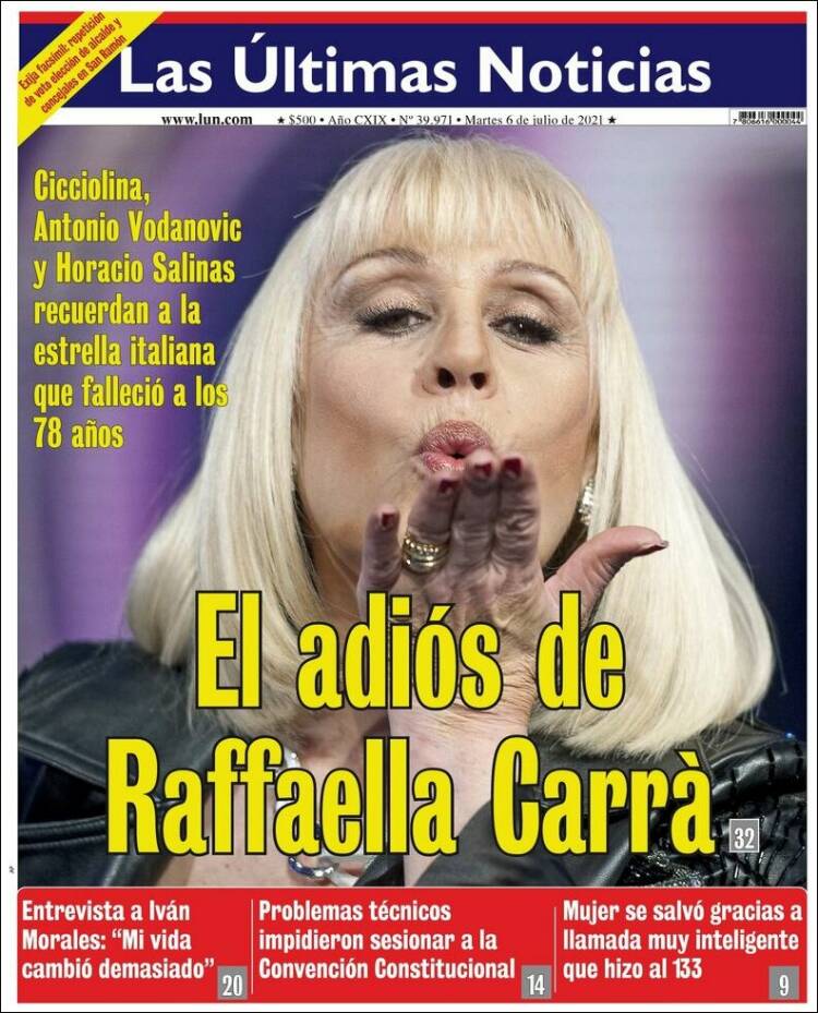 Portada de Las Últimas Noticias (Chile)