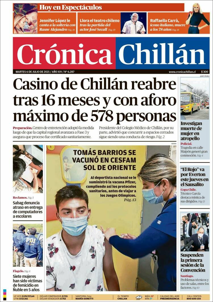 Portada de Crónica Chillán (Chile)