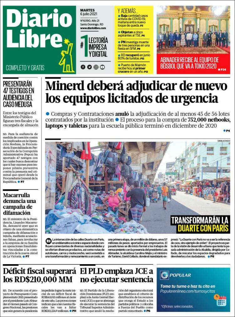 Portada de Diario Libre (R. Dominicana)