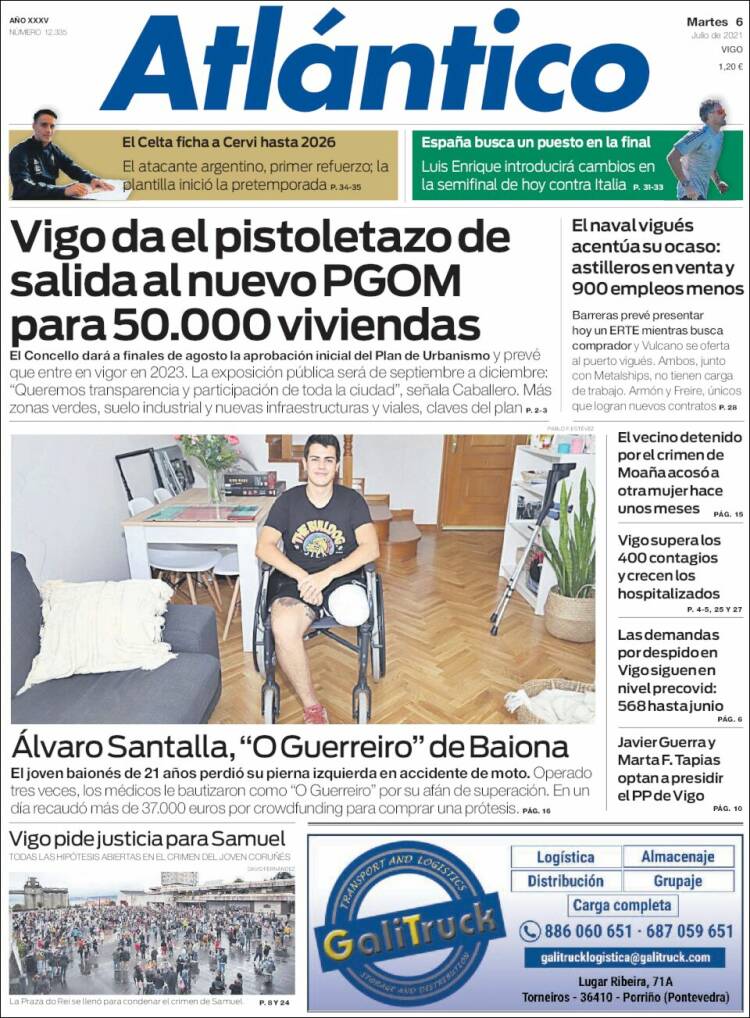 Portada de Atlántico Diario (España)