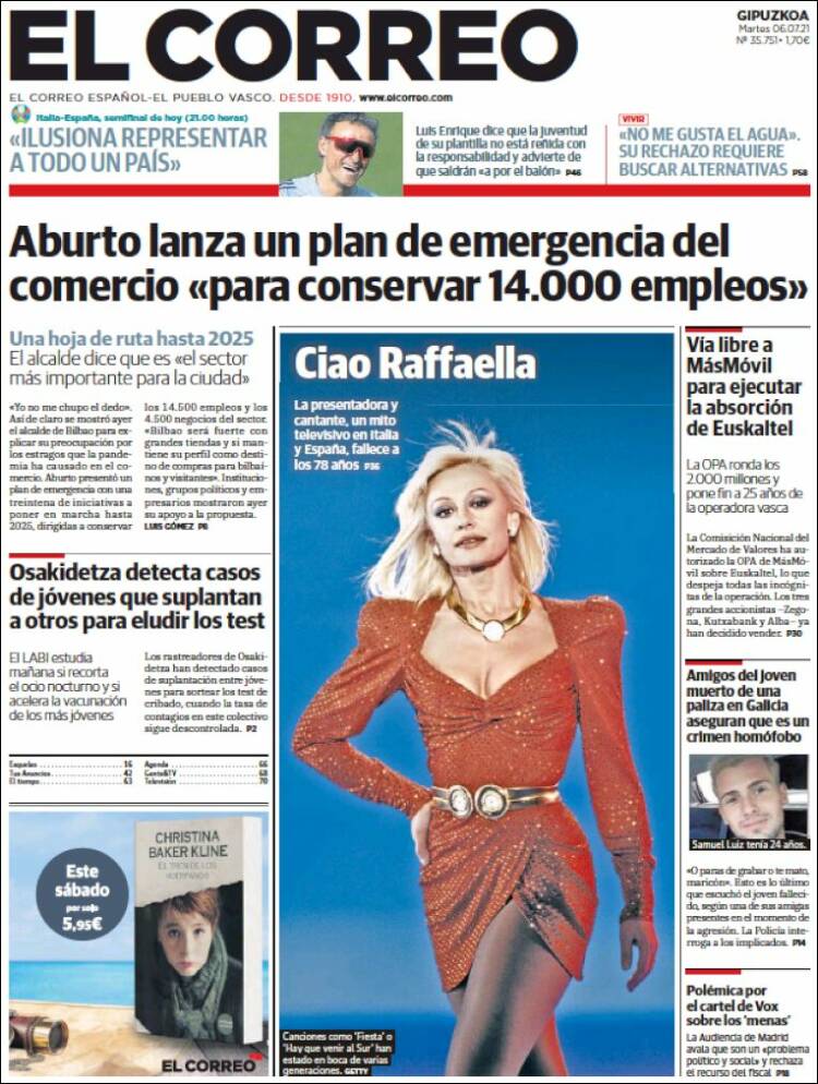 Portada de El Correo - Guipuzcoa (España)