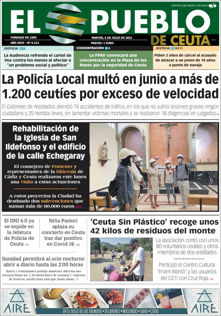 Portada de El Pueblo de Ceuta (España)