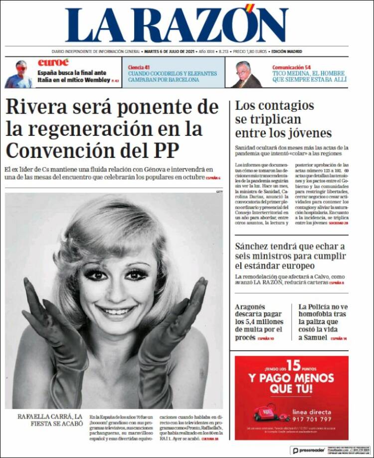 Portada de La Razón (España)