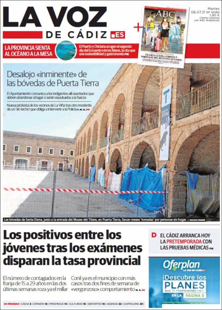 Portada de La Voz de Cádiz (España)