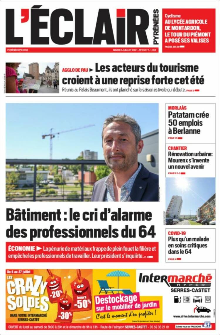 Portada de L'Eclair des Pyrénées (Francia)