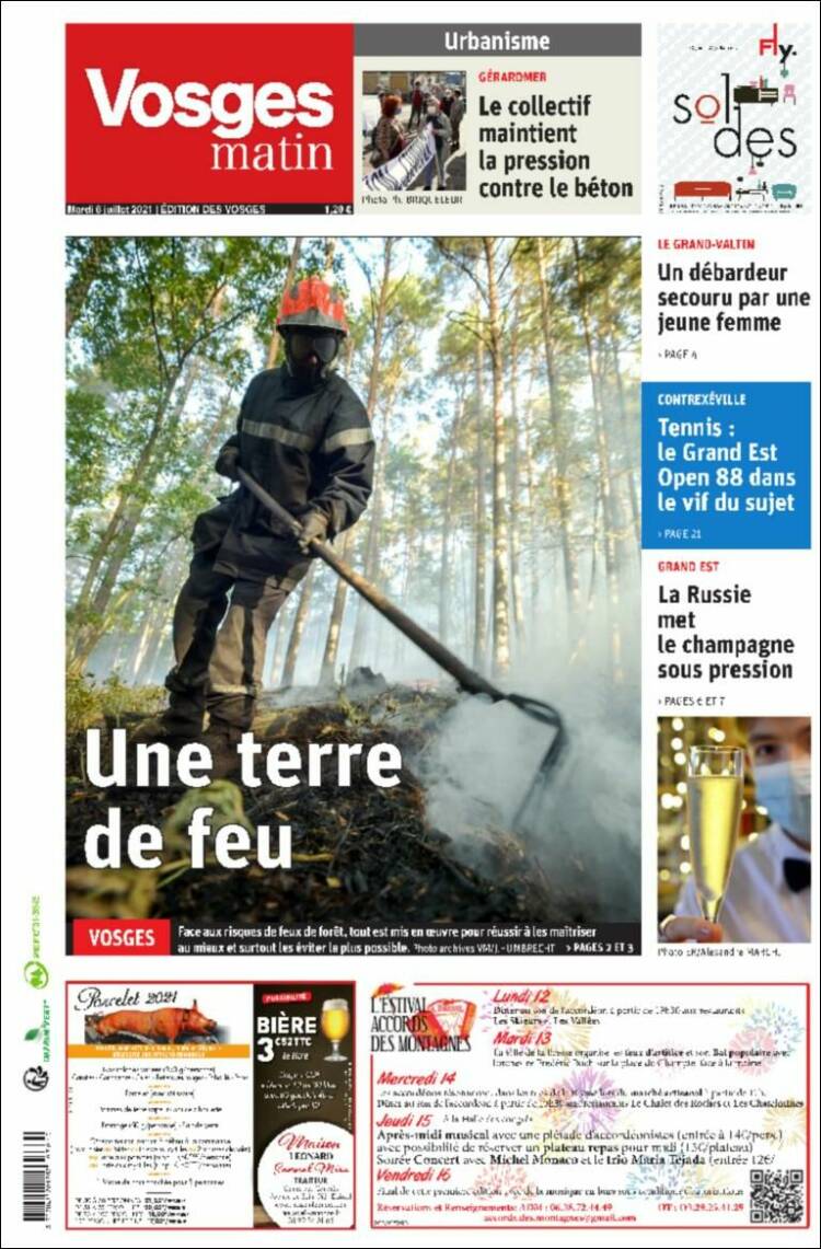 Portada de Vosges Matin (Francia)