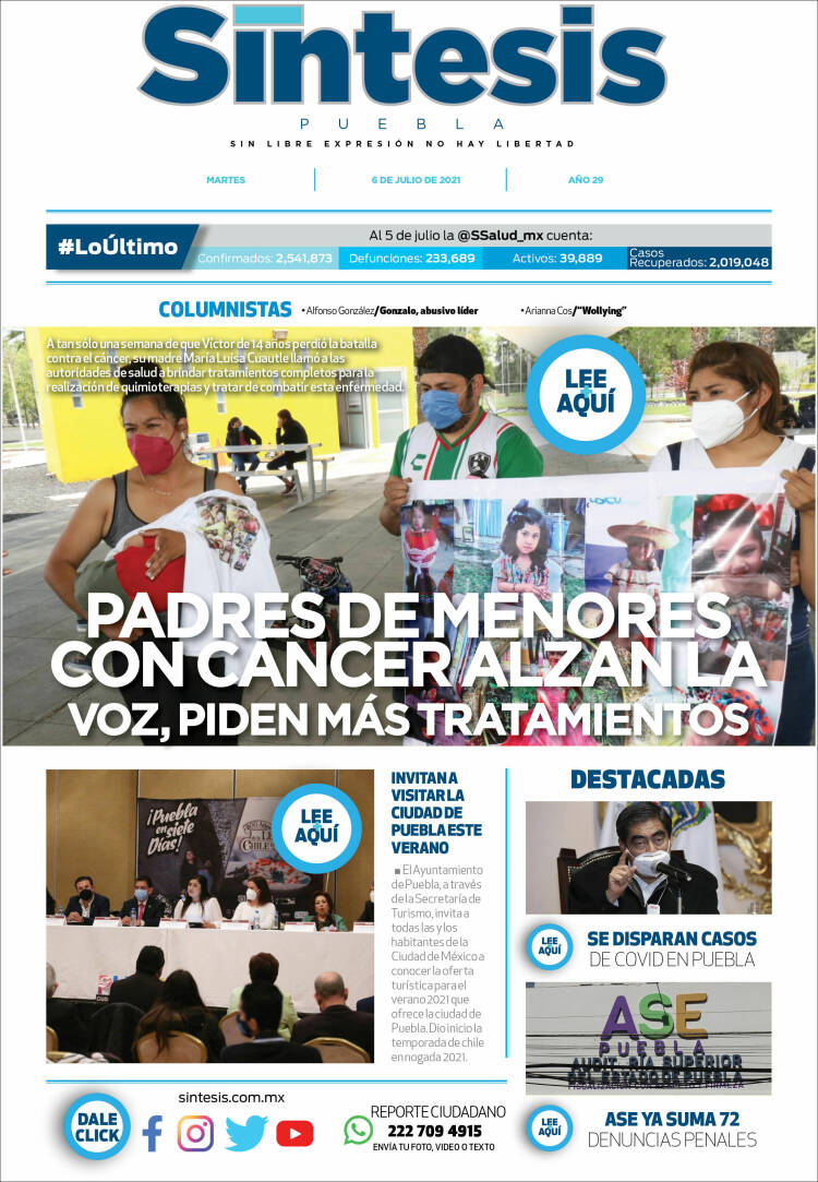 Portada de Síntesis - Puebla (M&eacute;xico)